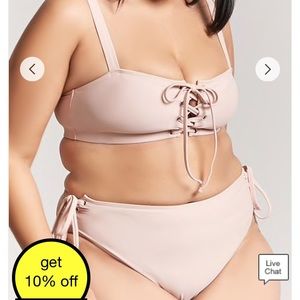 Lace up plus size high waisted bikini